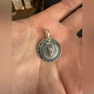 David Yurman Petrvs Wolf Amulet Sterling Silver with Black Diamonds